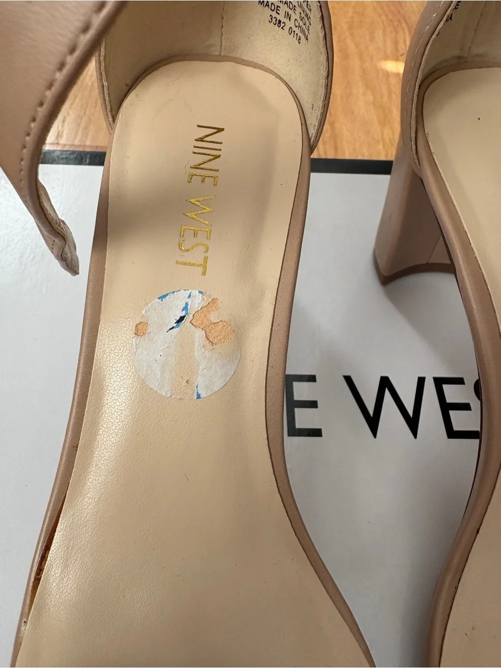 Nine West Beige Ankle-Strap Heeled Sandals